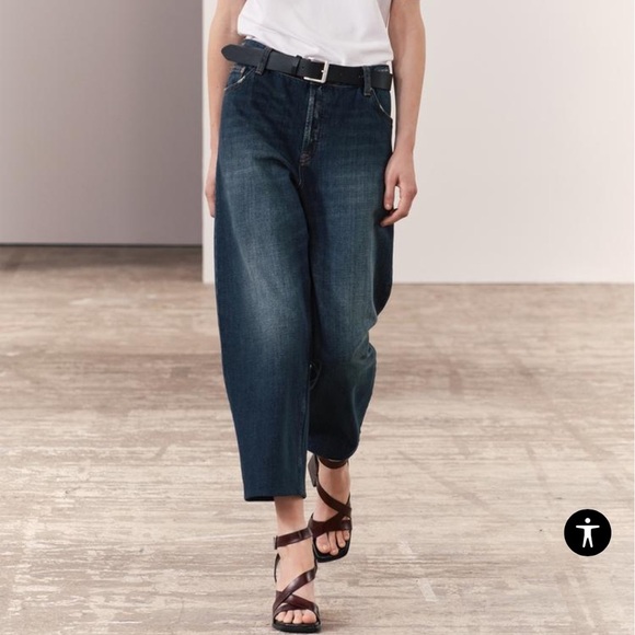 Zara Denim - Zara jeans Signature Denim The Relaxed Cropped high waist women 4